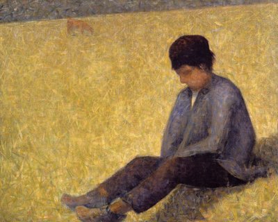 Chłopiec siedzący na trawie, ok. 1882 (olej na płótnie autorstwa Georges Pierre Seurat