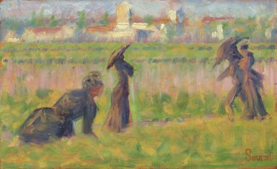 Postacie w krajobrazie, c. 1883. autorstwa Georges Pierre Seurat