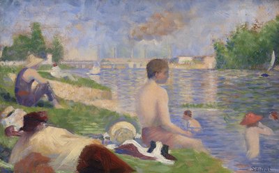 Studium końcowe dla kąpiących się w Asnières, 1883 autorstwa Georges Pierre Seurat