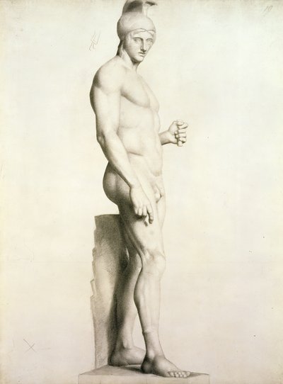 Profil rzeźby Wojownika w Hełmie (p/p) autorstwa Georges Pierre Seurat