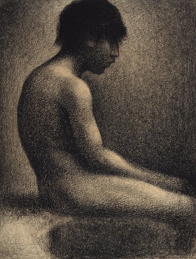 Siedzi nago. Studium dla Une Baignade, 1883. autorstwa Georges Pierre Seurat