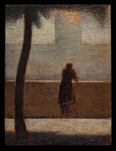 Mężczyzna oparty o balustradę autorstwa Georges Seurat