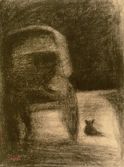 Powóz i pies, c.1882-84 (kredka Conté na papierze) autorstwa Georges Seurat