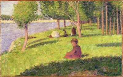 Postacie siedzące, studium na niedzielne popołudnie na wyspie La Grande Jatte, 1884-85 (olej na desce) autorstwa Georges Seurat