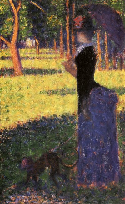 Studium dla La Grande Jatte: Kobieta z małpą, 1884 autorstwa Georges Seurat