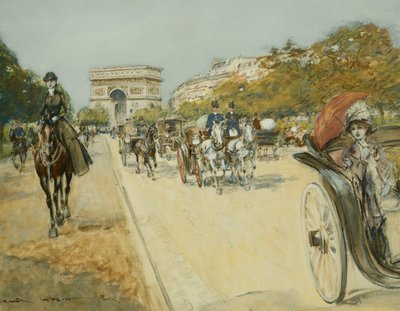Eleganckie figury przed Łukiem Triumfalnym, Paryż, autorstwa Georges Stein