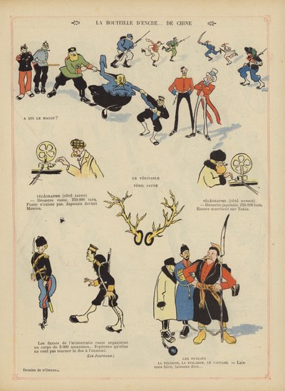 Satyra na wojnę rosyjsko-japońską. Ilustracja do Le Rire autorstwa Georges d 1878 1937 Ostoya