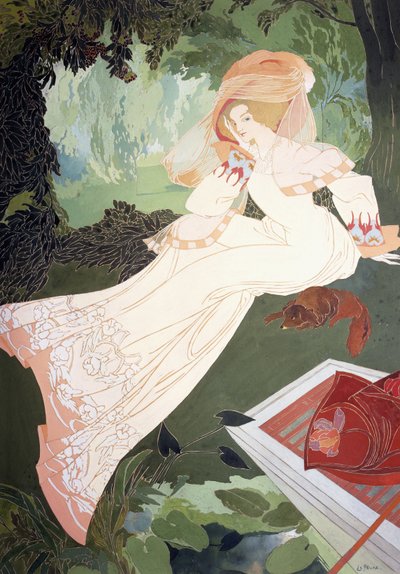Elegancka dama z psem autorstwa Georges de Feure