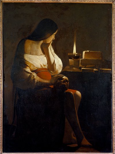 La Madeleine ma lampkę nocną Malarstwo (Vanite) autorstwa Georgesa de La Tour (1593-1652) XVII-wieczne Słońce. 1,28x0,94 m² autorstwa Georges de La Tour