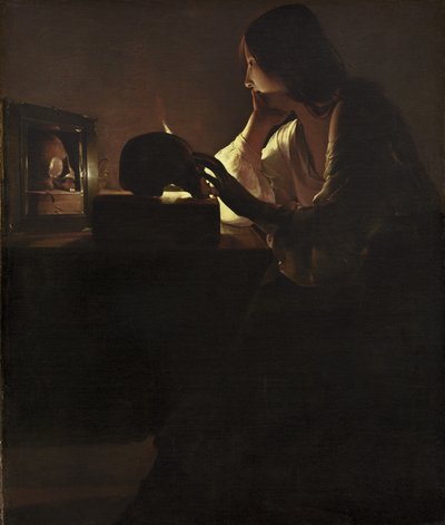 Skruszona Magdalena, 1635-40 autorstwa Georges de La Tour