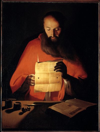 Czytanie św. Hieronima. Obraz Georgesa De La Toura (1593-1652) autorstwa Georges de La Tour