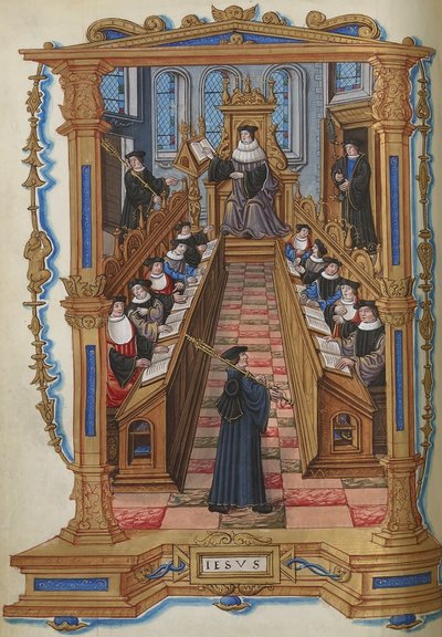 Lekarze na Uniwersytecie Paryskim autorstwa Etienne Colaud, z Chants Royaux, 1537 (42046662921) autorstwa Georgia Levan Ramishvili from Tbilisi