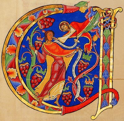 Bóg zwracający się do Jeremiasza, Biblia Winchester, 1160-75 (22797800517) autorstwa Georgia Levan Ramishvili from Tbilisi
