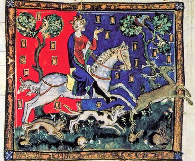Król Jan, polowanie z psami, De Rege Johanne, 1300-1400 (26101230351) autorstwa Georgia Levan Ramishvili from Tbilisi
