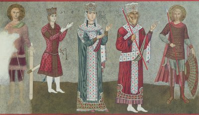 Kopia fresku przedstawiającego królową Tamar (1184-1213) i jej ojca króla Grigori III (1156-1184) autorstwa Georgian School
