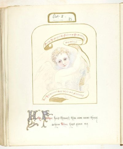 Bez tytułu [cherub i tekst religijny], 185568. autorstwa Georgina Cowper