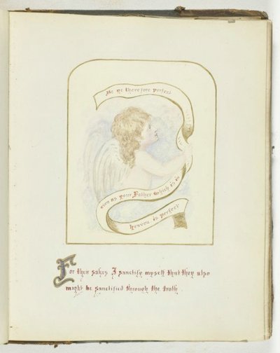 Bez tytułu [cherub z tekstem religijnym], 185568. autorstwa Georgina Cowper