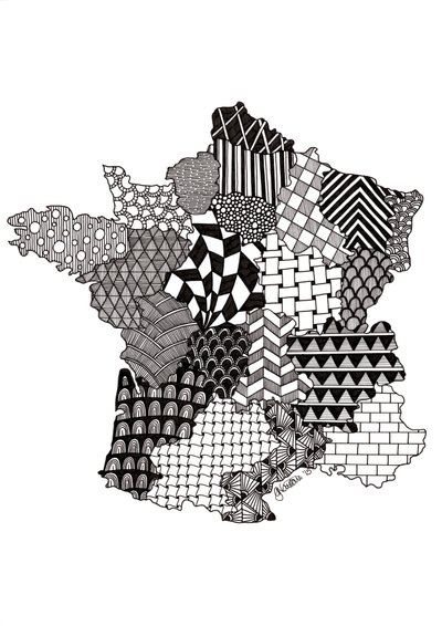 Francja, 2015 (tusz na brystolu) autorstwa Georgina Naisbitt