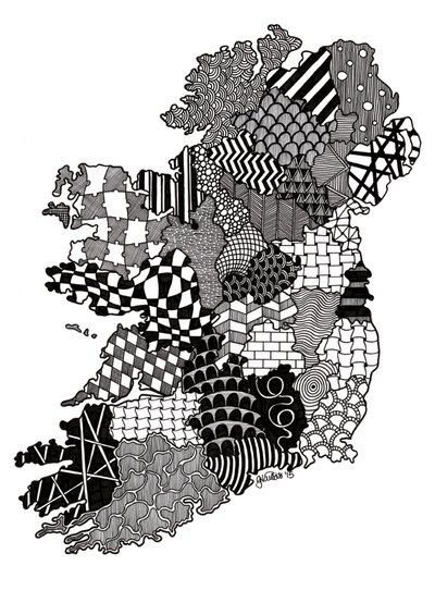 Irlandia, 2015 (tusz na brystolu) autorstwa Georgina Naisbitt
