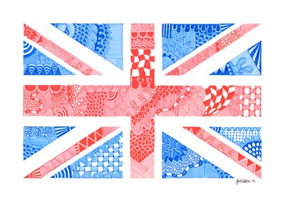 Union Jack, 2015 (tusz na brystolu) autorstwa Georgina Naisbitt