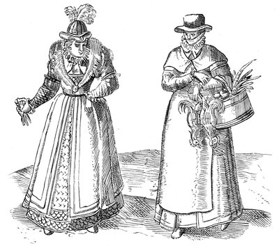 Angielska rodaczka z damą dworu, 1572 autorstwa Georgius Braun