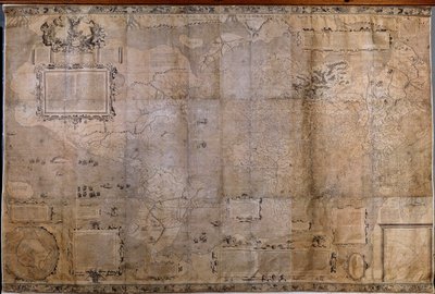 Mapa geograficzna świata. Mapa szkoły holenderskiej z rzutu Gerarda Mercatora (1512-1594) autorstwa Gerard (after) Mercator