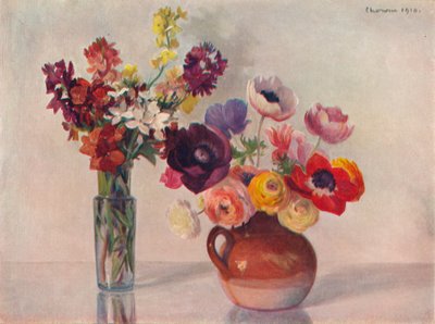 Anemony i Wallflowers, ok. 1909 r. autorstwa Gerard Chowne