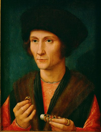 Złotnik, być może Jacques Cnoop, teść Gerarda Davida ... (olej na drewnie dębowym) autorstwa Gerard David