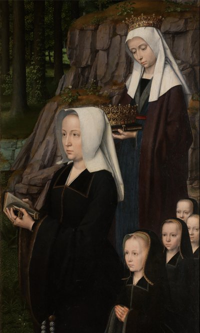 Fragment prawego panelu Chrztu Chrystusa, ok. 1502-08 (olej na desce) autorstwa Gerard David