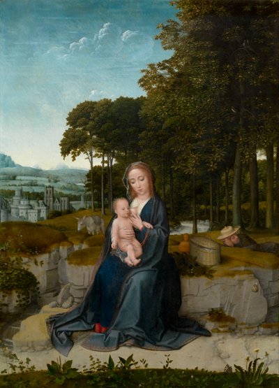 Odpoczynek w locie do Egiptu (olej na desce) autorstwa Gerard David