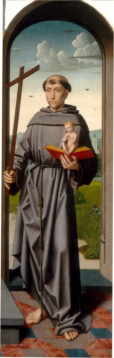 Ołtarz Świętej Anny: Święty Antoni Padewski [prawy panel], ok. 1500-1520 (olej na płycie) autorstwa Gerard David