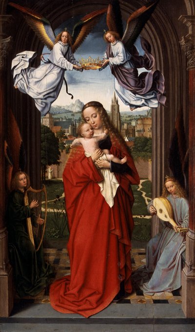 Dziewica z Dzieciątkiem i czterema aniołami autorstwa Gerard David