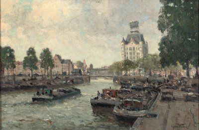 Widok na Witte Huis, Rotterdam (olej na płótnie) autorstwa Gerard Delfgaauw