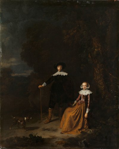 Portret pary w krajobrazie autorstwa Gerrit Dou