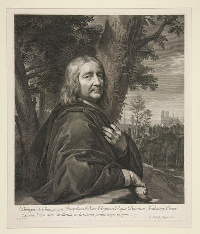 Philippe de Champaigne stojący w krajobrazie autorstwa Gérard Edelinck