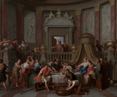Bankiet Kleopatry, ok. 1700 (olej na płótnie) autorstwa Gerard Hoet