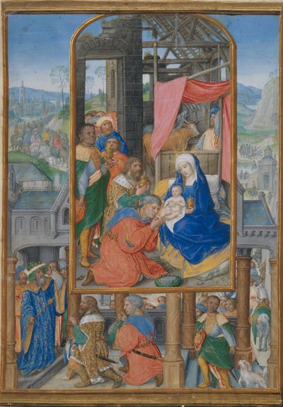 Iluminacja rękopisu z adoracją Trzech Króli, ca. 1515-25. autorstwa Gerard Horenbout