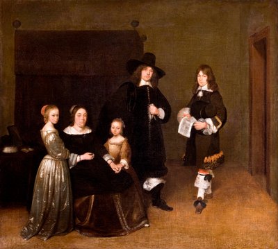 "" Portret rodziny "" (Portret rodziny) Obraz Gerarda Ter Borcha (lub Terburga) młody człowiek (1617-1681) - 1656 - Olej na płótnie Dim 78x86,5 cm Hallwylska Museet, Sztokholm autorstwa Gerard ter Borch