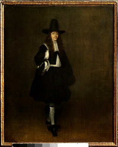 Portret mężczyzny w czerni Obraz Gerarda Ter Borcha (1617-1681) XVII-wieczne słońce. 0,67x0,53 m Paryż, musee du Louvre - Portret mężczyzny w czerni. Obraz Gerarda Ter Borcha (1617-1681) autorstwa Gerard ter Borch