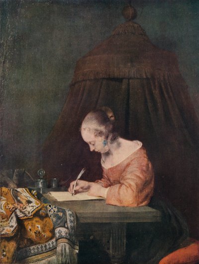 Kobieta pisząca list, c1655, 1938 autorstwa Gerard Terborch II