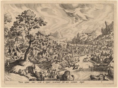 Tobiasz i Anioł Wypatroszenie Ryby autorstwa Gerard de Jode after Hans Bol