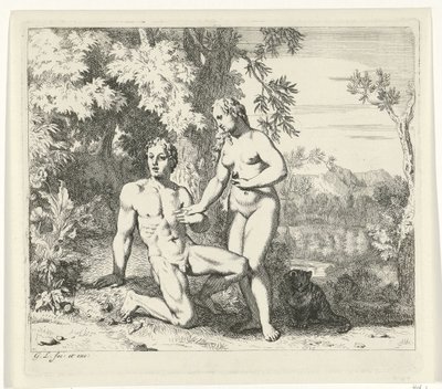 Adam i Ewa w raju Sceny z Genesis (tytuł serii) autorstwa Gerard de Lairesse