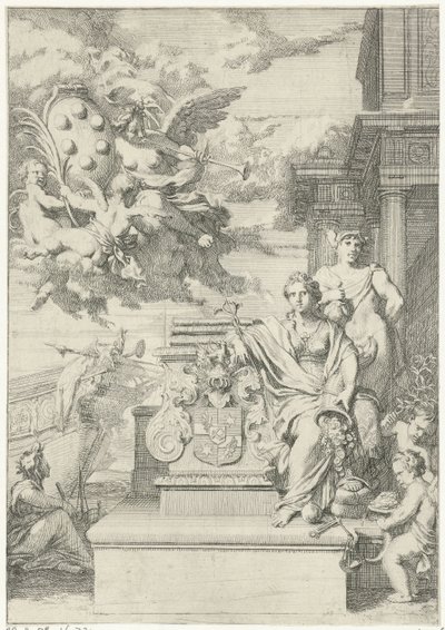 Alegoria handlu i herb rodziny De Medici autorstwa Gerard de Lairesse
