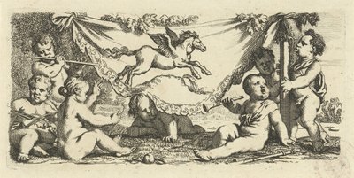 Putti tworzy muzykę z Pegasusem autorstwa Gerard de Lairesse