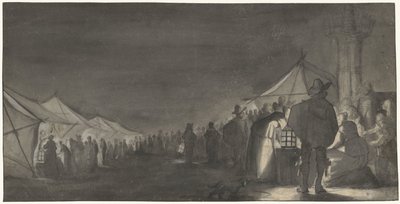 Targ mleczny w Zwolle, nocą autorstwa Gerard ter Borch (II)