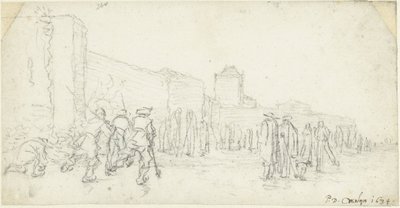 Lodowa rozrywka w Zijlpoort w Haarlemie autorstwa Gerard ter Borch (II)