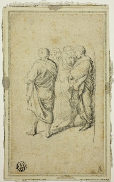 Grupa czterech mężczyzn w togach autorstwa Gerard ter Borch