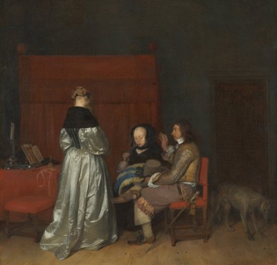 Waleczna rozmowa, znana jako napomnienie ojcowskie autorstwa Gerard ter Borch