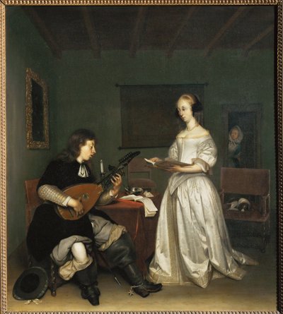 Duet: wokalistka i lutnista ... autorstwa Gerard ter Borch or Terborch
