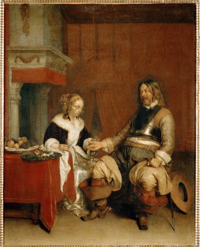 Le galant militaire - Szarmancki oficer ... autorstwa Gerard ter Borch or Terborch